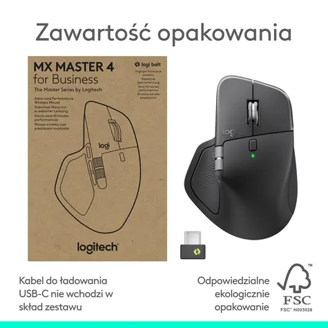 Logitech MX Master 4 for Business Graphit / Optische kabellose Maus / 8000 DPI / 8 Tasten / 2 Scrollräder