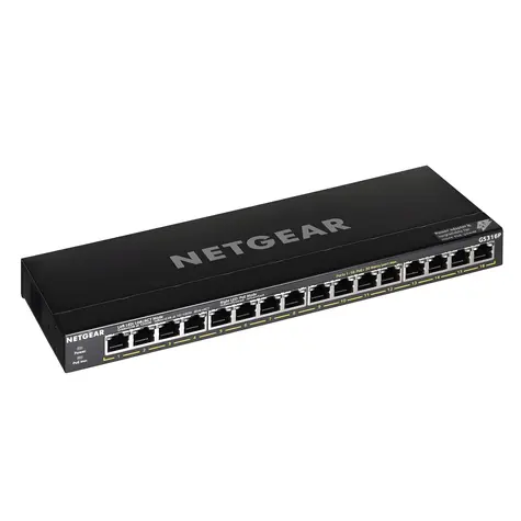 Netgear GS316P / Switch / 16x Gigabit PoE+ / 115 W / Unmanaged