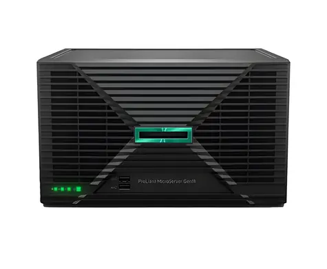 HPE ProLiant MicroServer Gen11 / Server / Xeon E-2434 3,4 GHz / 32 GB DDR5 ECC / 2x 4 TB SATA-Festplatten / 180 W