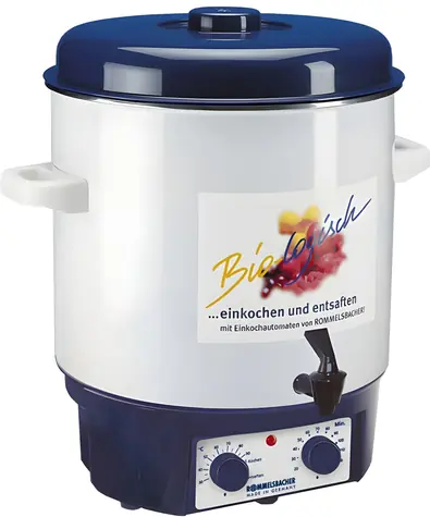 Rommelsbacher KA 1804 weiß, blau / Einkochtopf / 1800 W / 27 l / Thermostat / Wasserhahn