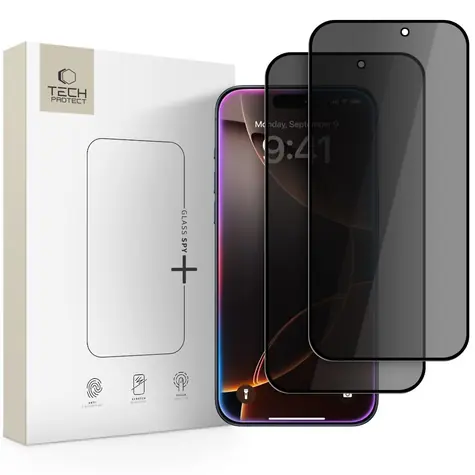 Tech-Protect Glass Spy+ 2er-Pack / Schutzglas / Sichtschutz / Apple iPhone 16 Pro Max und 17 Pro Max