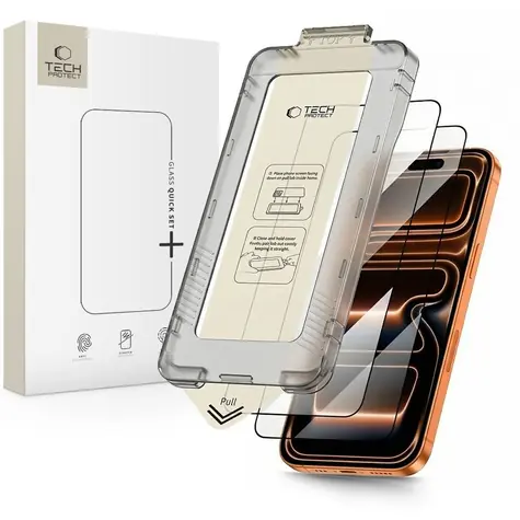 Tech-Protect Quick Set+ 2 Stück schwarz / Schutzglas / Apple iPhone 17 Pro Max / Gehärtetes Glas