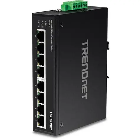 Trendnet Industrie-Switch DIN-Schiene / Switch / 8- Port Fast Ethernet / Unmanaged / IP30