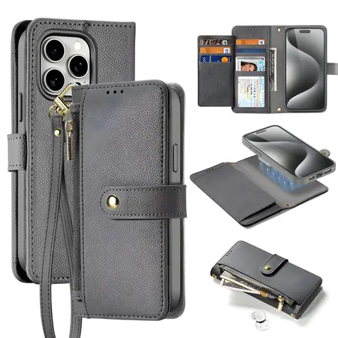 Dux Ducis Lawa graue Lederhülle für Apple iPhone 15 Pro