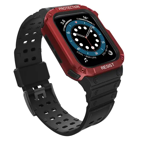 Hurtel Protect Armband für Apple Watch 38/40/41 mm, schwarz, rot / Armband / mit Schutzhülle / robust