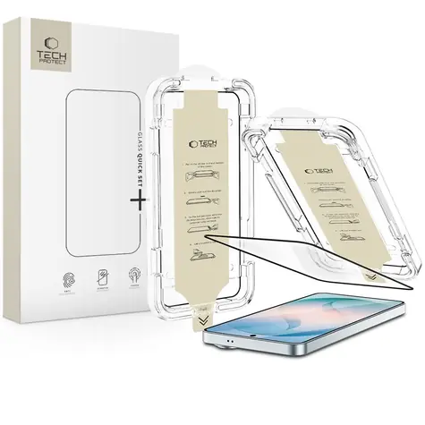 Tech-Protect Quick Set AR+ schwarz / Schutzglas / Für Samsung Galaxy S26 / Entspiegelt