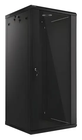 Lanberg WF01 schwarz / Wandschrank / 19" / 27 HE / 600 x 600 mm / Glastür / Tragfähigkeit 60 kg