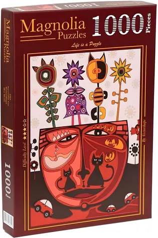 MAGNOLIA Puzzle Surrealistische Katzen / 1000 Teile / 48 x 68 cm