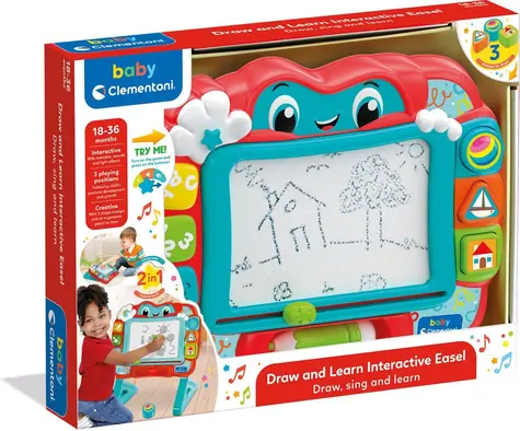 Clementoni BABY Interaktives Magnetbrett / 2 in 1 / 3 Spielpositionen / abwischbare Oberfläche