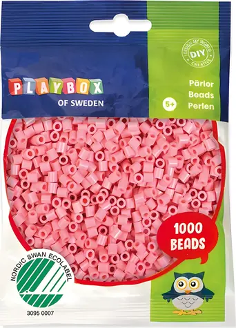 PLAYBOX Aufbügelbare Perlen rosa / 1000 Stück.