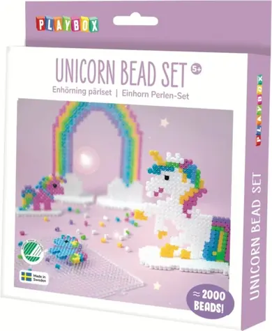 PLAYBOX Aufbügelbare Perlen Einhorn / 2000 Stück.
