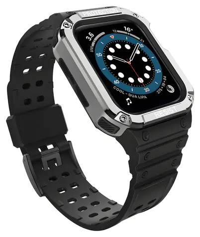 Hurtel Armor Case schwarz, silber / Schutzhülle mit Armband / Apple Watch 38/40/41 mm