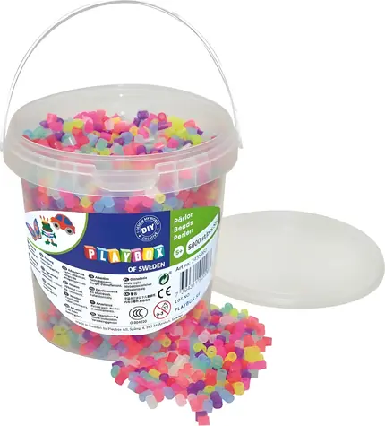 PLAYBOX Bügelperlen im Eimer mit Glitzer / 5000 Stück / Farbmix