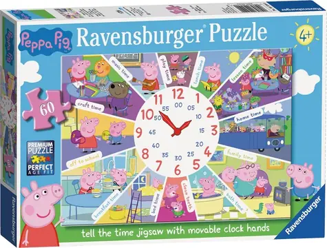 Ravensburger Peppa Pig Uhrpuzzle XL / 60 Teile / 49 × 36 cm