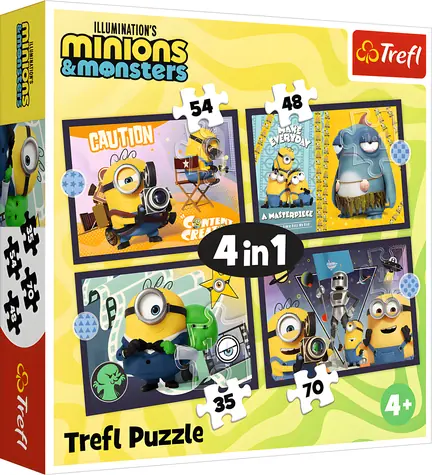 Trefl Puzzle Minions und Monster 4in1 / 35 + 48 + 54 + 70 Teile / 28,5 x 20,5 cm