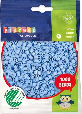 PLAYBOX Aufbügelbare Perlen, pastellblau / 1000 Stück.