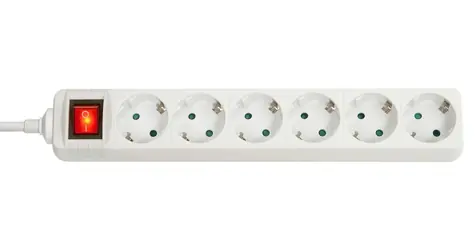 Lindy Steckdosenleiste mit 6 Steckdosen, weiß / Steckdosenleiste / mit Schalter / Schuko / 3500 W