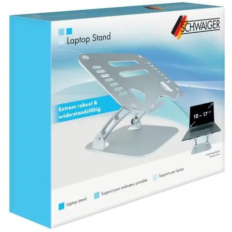 Schwaiger Laptopständer silber / Laptopständer / Aluminium / höhenverstellbar / faltbar / bis zu 20 Zoll