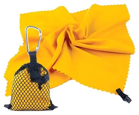 Spokey NEMO gelb / Schnelltrocknendes Handtuch / 40x40 cm / Karabiner