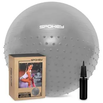 Spokey HALF FIT grau / Gymnastikball / 2-in-1-Massage / 65 cm / Pumpe inklusive