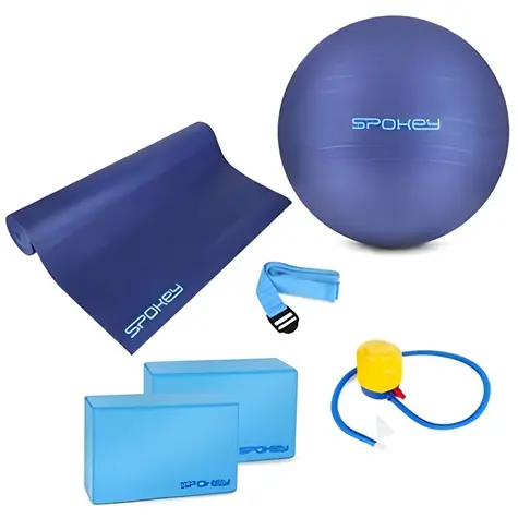 Spokey ASTEYA SET Yoga-Set / Set / Matte, 2x Block, Gurt, Gymnastikball mit Pumpe