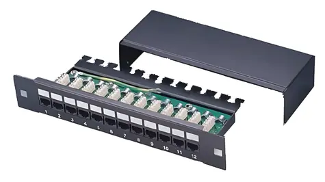 Xtendlan Patchpanel 10" 12 Ports schwarz / Patchpanel / Cat5e geschirmt / 1 HE / LSA / horizontale Ports