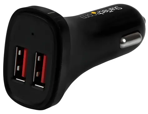 StarTech Dual-Port-USB-Autoladegerät, schwarz / Autoladegerät / 2x USB-A / 24 W / 4,8 A