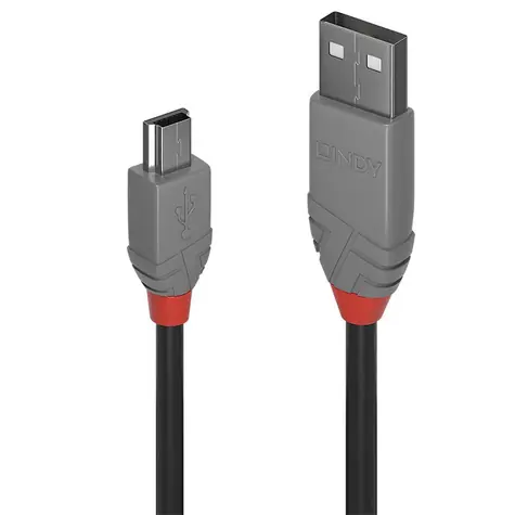 Lindy Anthra Line USB-A - Mini-USB B 0,5 m schwarz, grau / USB-Kabel / USB 2.0 / 480 Mbit/s