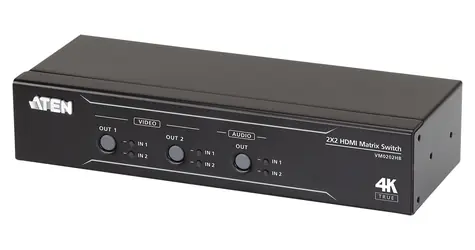 Aten VM0202HB / HDMI-Matrix-Switch / 2x2 / 4K / Audio-De-Embedder / Metallgehäuse