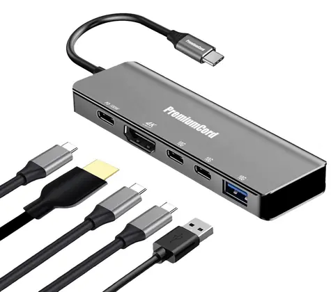 PremiumCord Adapter USB-C auf HDMI+USB-A+USB-C+PD