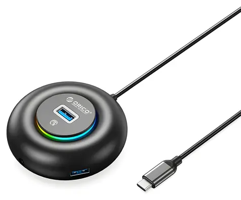 Orico YXR4-C3 schwarz / USB-Hub / 4X USB-A 3.0 / RGB / Port / 3M