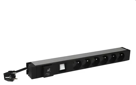 Legrand PDU 6x 230V mit Überspannungsschutz / Verteilerfeld / 1 HE / 16 A / 3700 W / Kabellänge 3 m