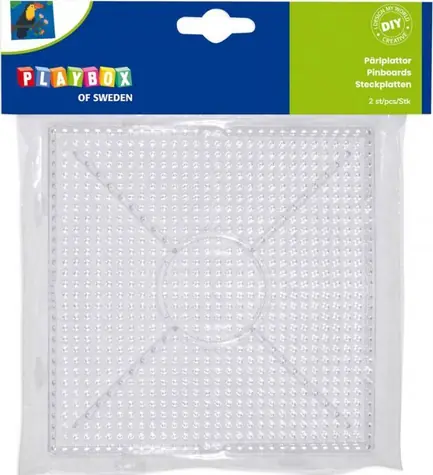 PLAYBOX Bügelperlen-Pads - Quadratisch / Perlenpad / 2 Stück / 15 x 15 cm