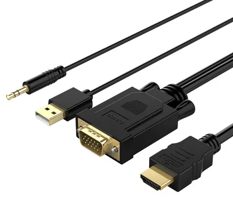 Orico XD-VATH schwarz / VGA-zu-HDMI-Kabel / USB-Audio / Full HD 60 Hz / 5 m