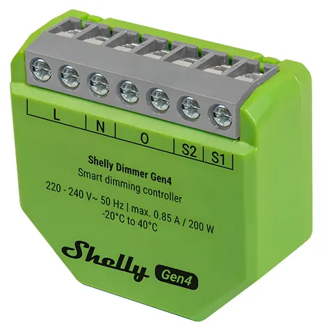 Shelly Dimmer Gen4 / Dimmermodul / WLAN / Bluetooth / Zigbee / Matter / ohne Neutralleiter