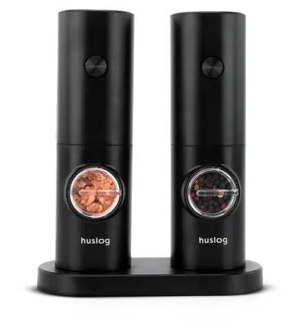 Huslog Elektrische Gewürzmühlen schwarz / 2 Stück / 70 ml / 4X AAA / LED-Hintergrundbeleuchtung
