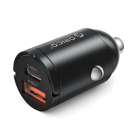 Orico MiniRing schwarz / Kfz-Ladegerät / USB-A + USB-C / 30 W