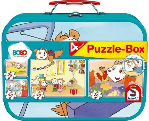 Schmidt Puzzle Bobo Haselmaus 4in1 / 26+26+48+48 Teile / Blechdose
