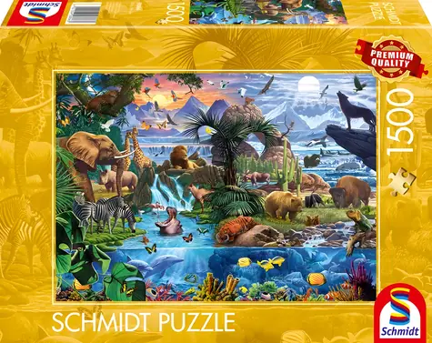 Schmidt Puzzle Panorama der Tierwelt / 1500 Teile / ab 12 Jahren