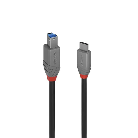 Lindy Anthra Line USB-C - USB-B 1m schwarz / USB-Kabel / USB 3.2 Gen 1 / 500 Mbit/s