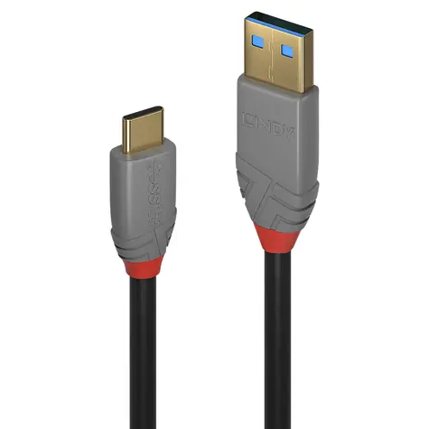 Lindy Anthra Line USB-A - USB-C 2m schwarz / Kabel / USB 3.2 Gen 2 / 5 A / 10 Gbit/s