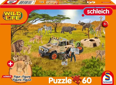 Schmidt Puzzle Schleich: In der Savanne / 60 Teile / Geschenk Schleich Figur
