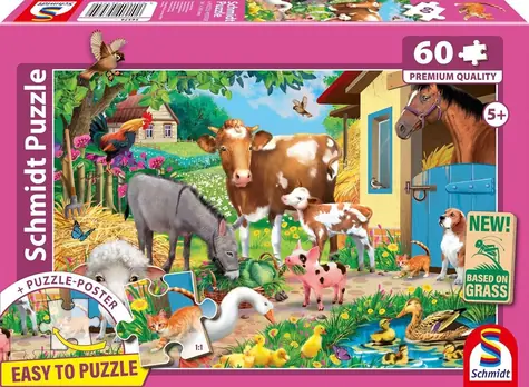 Schmidt Puzzle Tiere auf dem Bauernhof / 60 Teile / 36,1 x 24,3 cm