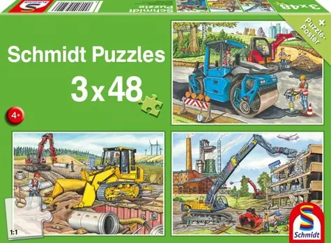 Schmidt Puzzle Auf der Baustelle / 3x48 Teile / 26,3 x 17,8 cm