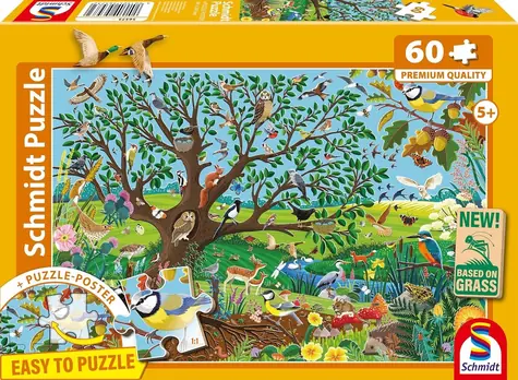 Schmidt Puzzle Tiere im Garten / 60 Teile / 36,1 × 24,3 cm