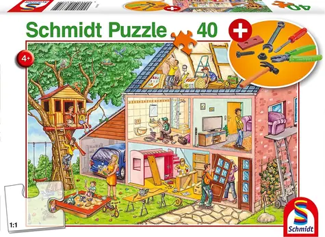 Schmidt Puzzle Fleißige Handwerker / 40 Teile / mit Kinderwerkzeug