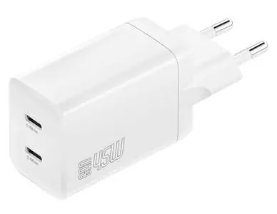 4smarts PDPlug Dual 45W GaN weiß / Ladegerät / GaN / 2x USB-C / Power Delivery 3.0