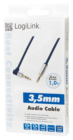 LogiLink Audiokabel 3,5-mm-Klinkenstecker (M) - Blauer, abgewinkelter 3,5-mm-Klinkenstecker (M) / Audiokabel / 1 m