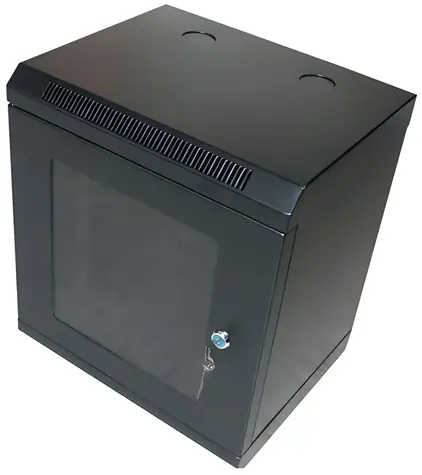 Xtendlan Schrank 10" 12U 280×350 mm schwarz / Wandschrank / Glastür