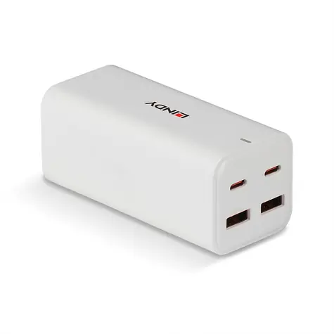 Lindy GaN-Ladegerät 100W weiß / Netzladegerät / 2x USB-C / 2x USB-A / PD 3.0 / GaN